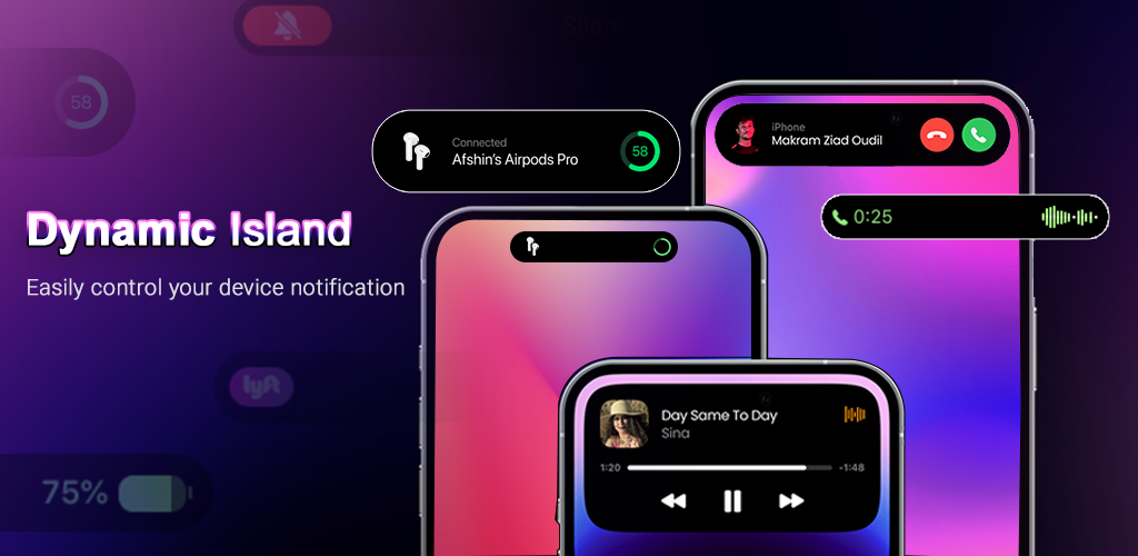 Background تطبيق Dynamic Notification Island – تجربة آيفون ديناميكية على هاتفك الأندرويد 